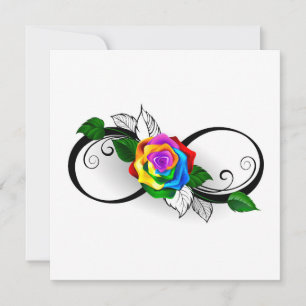 Oneindigheidssymbool met regenboogroos kaart
