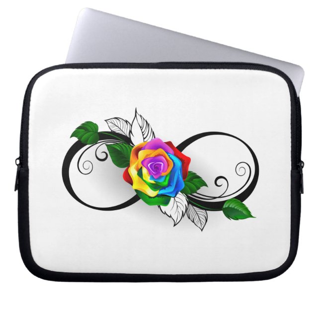 Oneindigheidssymbool met regenboogroos laptop sleeve (Voorkant)