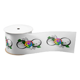 Oneindigheidssymbool met regenboogroos lint