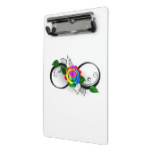 Oneindigheidssymbool met regenboogroos mini klembord (Angled2)