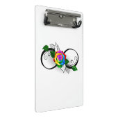 Oneindigheidssymbool met regenboogroos mini klembord (Schuin)