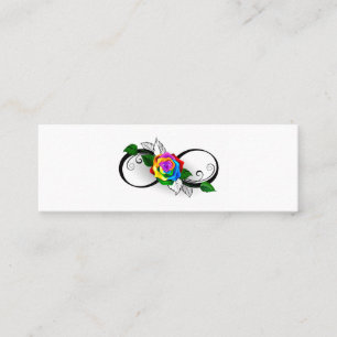 Oneindigheidssymbool met regenboogroos mini visitekaartje