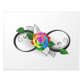 Oneindigheidssymbool met regenboogroos notitieblok (Voorkant)