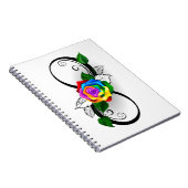 Oneindigheidssymbool met regenboogroos notitieboek (Rechterzijde)