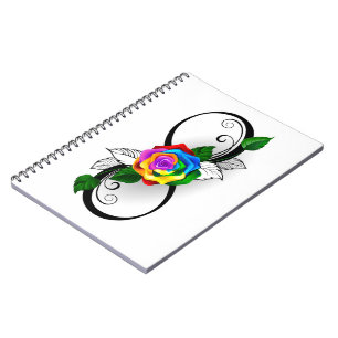 Oneindigheidssymbool met regenboogroos notitieboek