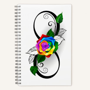 Oneindigheidssymbool met regenboogroos notitieboek