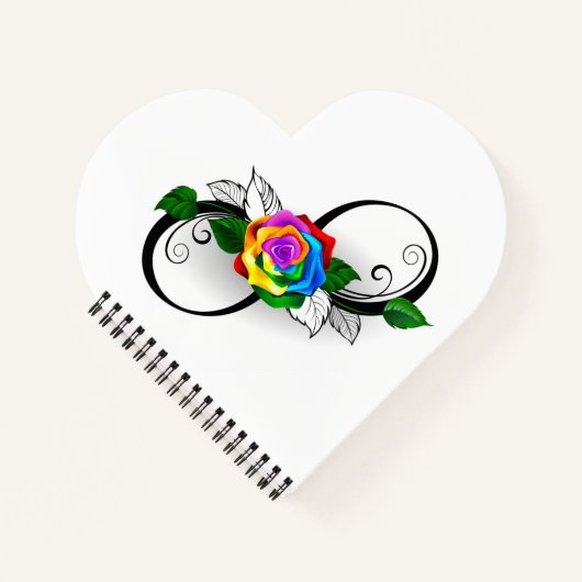 Oneindigheidssymbool met regenboogroos notitieboek (Voorkant)