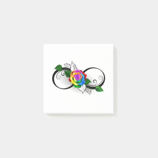 Oneindigheidssymbool met regenboogroos post-it® notes (Voorkant)