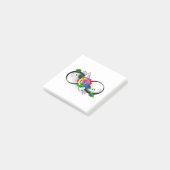 Oneindigheidssymbool met regenboogroos post-it® notes (Schuin)