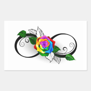 Oneindigheidssymbool met regenboogroos rechthoekige sticker