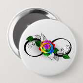 Oneindigheidssymbool met regenboogroos ronde button 4,0 cm (Voorkant /achterkant)