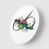 Oneindigheidssymbool met regenboogroos ronde klok (Hoek)