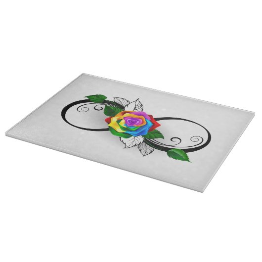 Oneindigheidssymbool met regenboogroos snijplank (Hoek)