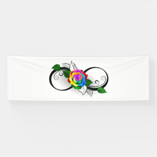 Oneindigheidssymbool met regenboogroos spandoek
