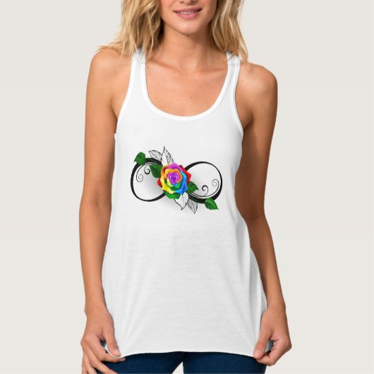 Oneindigheidssymbool met regenboogroos tanktop (Voorkant)
