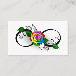 Oneindigheidssymbool met regenboogroos visitekaartje
