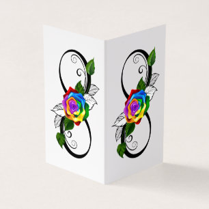 Oneindigheidssymbool met regenboogroos visitekaartjes
