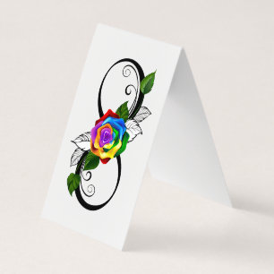 Oneindigheidssymbool met regenboogroos visitekaartjes