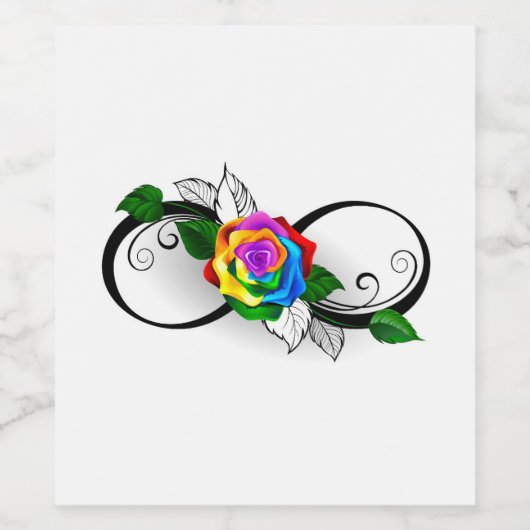 Oneindigheidssymbool met regenboogroos wijn etiket (Enkel label)