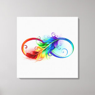 Oneindigheidssymbool met regenboogveer canvas afdruk