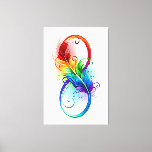 Oneindigheidssymbool met regenboogveer canvas afdruk