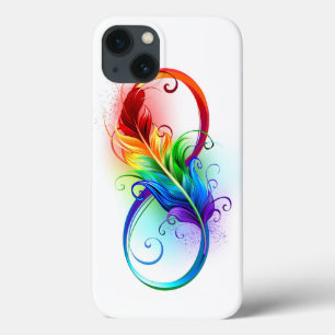 Oneindigheidssymbool met regenboogveer iPhone 13 hoesje