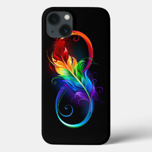 Oneindigheidssymbool met regenboogveer iPhone 13 hoesje