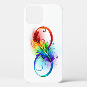 Oneindigheidssymbool met regenboogveer iPhone 12 pro hoesje