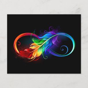 Oneindigheidssymbool met regenboogveer flyer