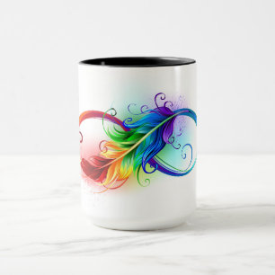 Oneindigheidssymbool met regenboogveer mok