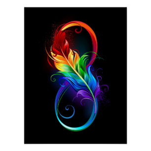 Oneindigheidssymbool met regenboogveer perfect poster