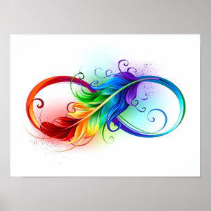 Oneindigheidssymbool met regenboogveer poster