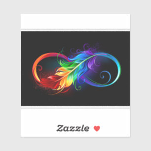 Oneindigheidssymbool met regenboogveer sticker