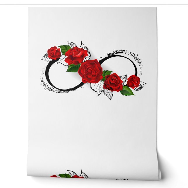 Oneindigheidssymbool met rode rozen behang (Afrollen)
