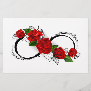 Oneindigheidssymbool met rode rozen briefpapier