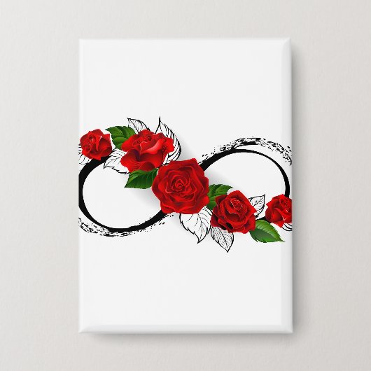 Oneindigheidssymbool met rode rozen button (Voorkant)