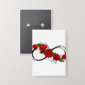 Oneindigheidssymbool met rode rozen button (Voorkant / Achterkant)