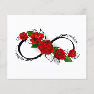 Oneindigheidssymbool met rode rozen flyer