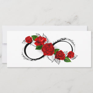 Oneindigheidssymbool met rode rozen kaart
