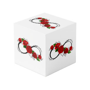 Oneindigheidssymbool met rode rozen kubus