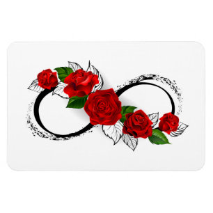 Oneindigheidssymbool met rode rozen magneet