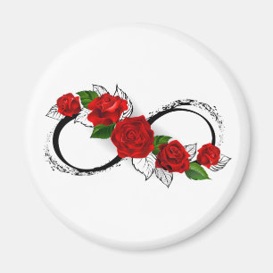Oneindigheidssymbool met rode rozen magneet