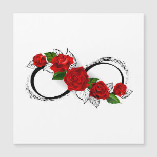 Oneindigheidssymbool met rode rozen magnetische uitnodiging