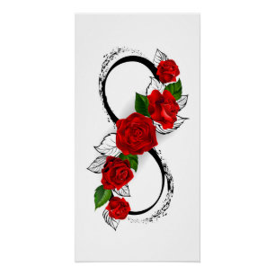 Oneindigheidssymbool met rode rozen perfect poster