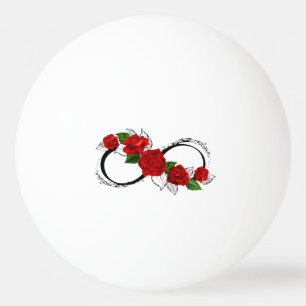 Oneindigheidssymbool met rode rozen pingpongballen