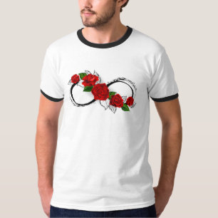 Oneindigheidssymbool met rode rozen t-shirt
