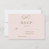 Oneindigheidssymbool Monogram Roze Trouw RSVP Kaart (Voorkant)