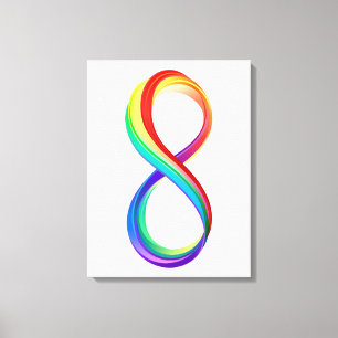 Oneindigheidssymbool van de regenboog in lagen canvas afdruk