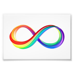 Oneindigheidssymbool van de regenboog in lagen foto afdruk