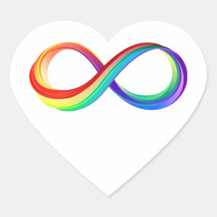 Oneindigheidssymbool van de regenboog in lagen hart sticker